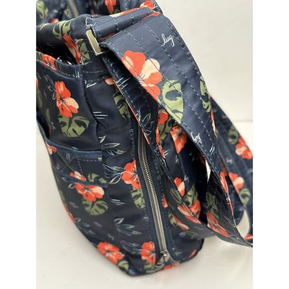 Lug Happy Camper Aloha Navy Blue/ Floral Messenger Travel Crossbody Shoulder Bag - Picture 2 of 16